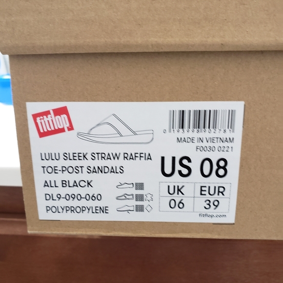 Fitflops Black LuLu Thong Straw Raffia Sandals Size 8 - Picture 5 of 6